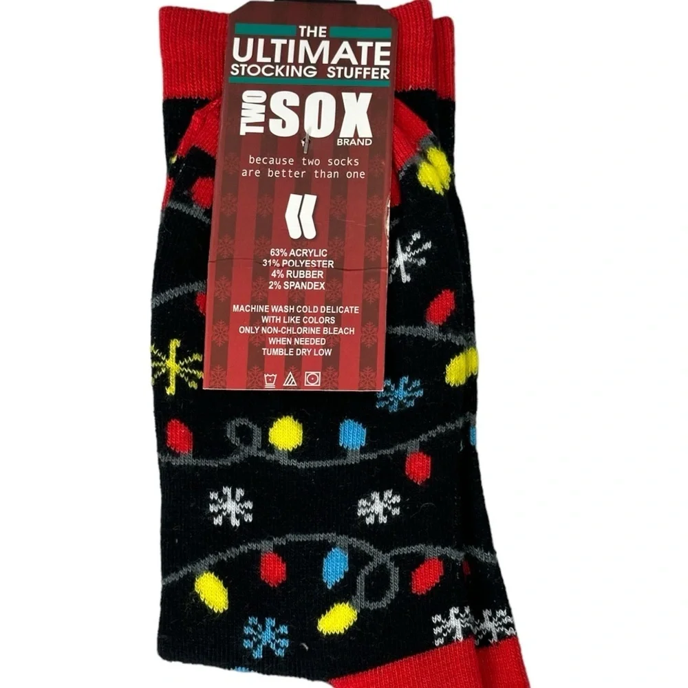 Holiday Adult Unisex Too Lit to Quit Crew Socks Fun Pattern Black Multi Colored